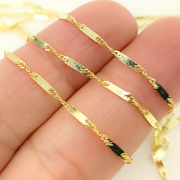 14K Solid Yellow Gold Bars and Singapore Chain